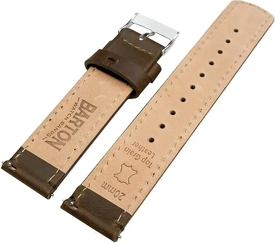Barton Quick Release - Top Grain Leather Watch Band Strap - Choice of Width - 16mm, 18mm, 19mm, 20mm, 21mm 22mm, 23mm or 24mm