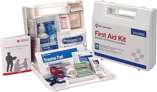 First Aid Only 223-U 25-Person Emergency First Aid Kit for Home, Work, and Travel, 107 Pieces