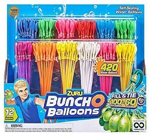 Bunch O Balloons Zuru 420 Self-Sealing Water Balloons - Original Colors (420 Balloons, 12 Stems!)
