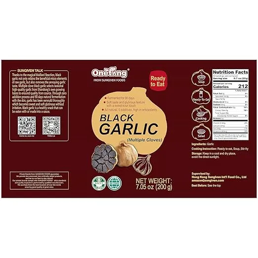ONETANG Black Garlic 7.05 Oz (200g.), Multiple Black Garlic Fermented for 90 Days, Super Foods, Non-GMO, Non-Additives, High in Antioxidants, Ready to Eat for Snack Healthy, Healthy Recipes