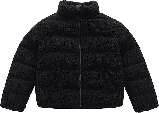 Rokka&Rolla Girls' Fuzzy Shaggy Puffer Jacket Winter Coat