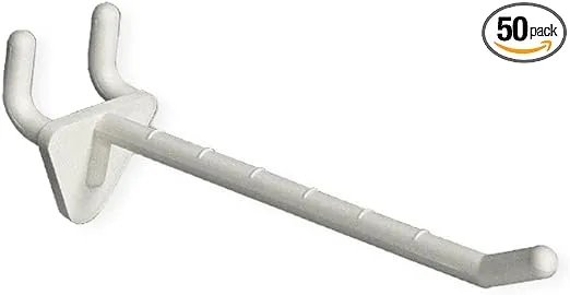 Azar Displays 800074-WHT 4-Inch Plastic Hook, 50-Pack,White