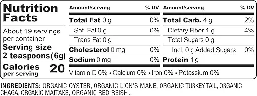 BareOrganics, Mushroom Memory Blend Powder, Organic Superfood, Vegan Dietary Supplement, 4 Ounces