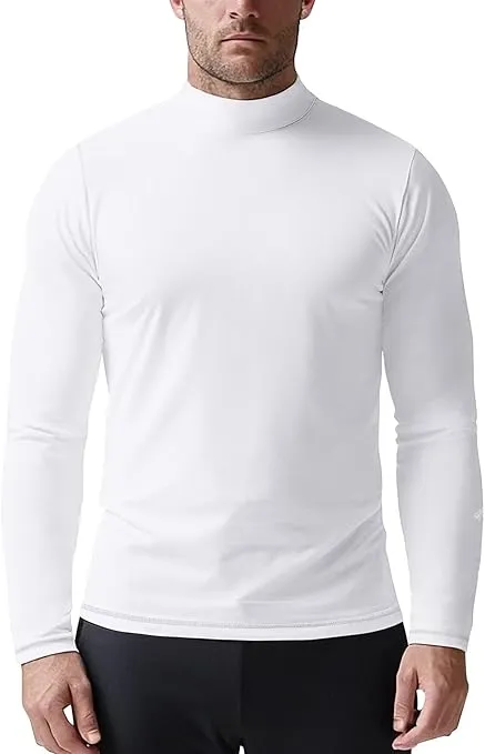 Mens Mock Turtleneck Long Sleeve Shirts - Thermal Baselayer Top, Lightweight Athletic-Fit Unershirt for Cold Weahter Sports