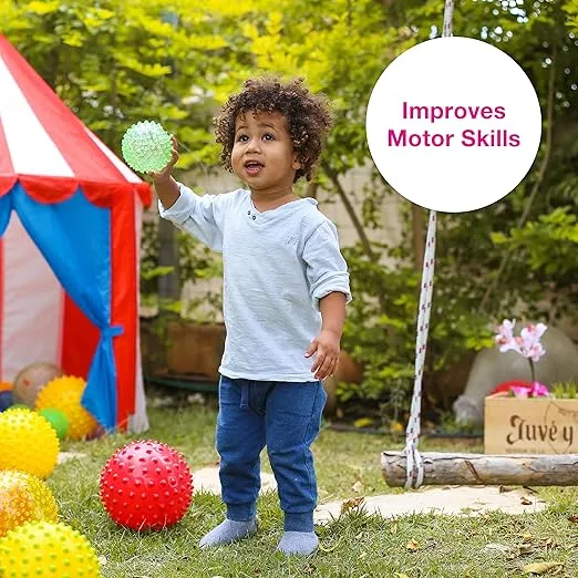 Edushape The Original Sensory Ball for Baby - 4" Deflated See-Through Primary Color Baby Ball That Helps Enhance Gross Motor Skills for Kids Aged 6 Months & Up - Stocking Stuffer, Unique Toddler Ball