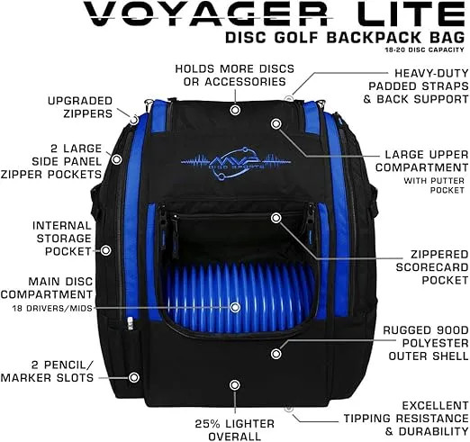 MVP Disc Sports Voyager Lite Backpack Disc Golf Bag (Choose Your Favorite Color)