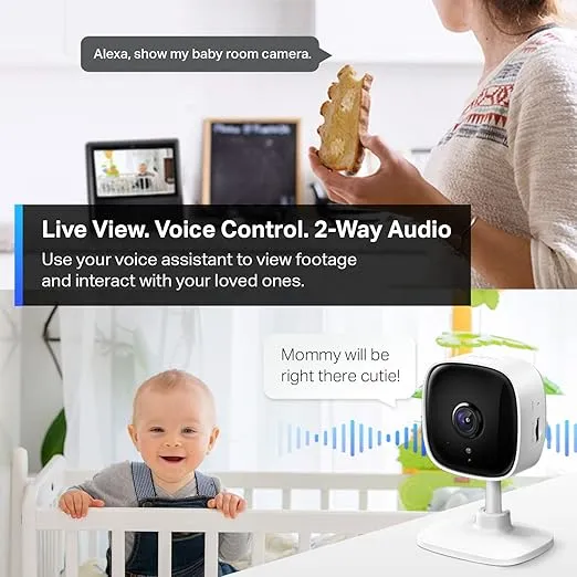 TP-Link Tapo 2K Indoor Security Camera for Baby Monitor, Dog Camera w/Motion Detection, 2-Way Audio Siren, Night Vision, Cloud & SD Card Storage(Up to 256 GB), Works w/Alexa & Google Home(Tapo C110)