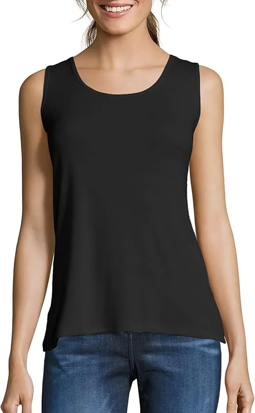 Hanes Women's Shirts, Women’s Mini-Ribbed Cotton Tank Tops, Women’s Sleeveless T-Shirts, Women’s Tanks