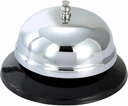 Winco Call Bell, 4-Inch Diameter, Chrome, Black