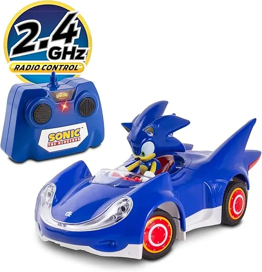 Sonic & Sega All-Stars Racing RC: Sonic - NKOK (681), 1:28 Scale 2.4GHz Remote Controlled Car, 6.5" Compact Design, Officially Licensed Sega Sonic The Hedgehog, Battery Powered, Ages 6+