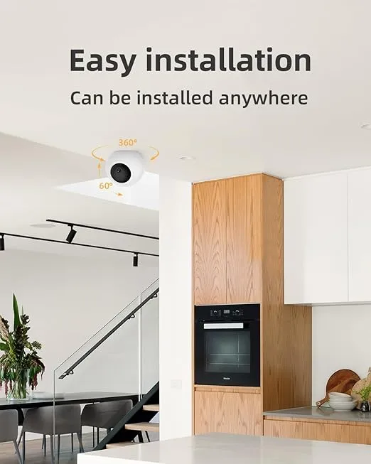 Noorio 2K Pet Camera, Plug-in 360° PTZ Home Security Cameras Indoor, 2.4/5G WiFi Baby/Dog Monitor with Phone App, Two-Way Talk Cameras for Home Security, Smart Motion Tracking, Night Vision, T110