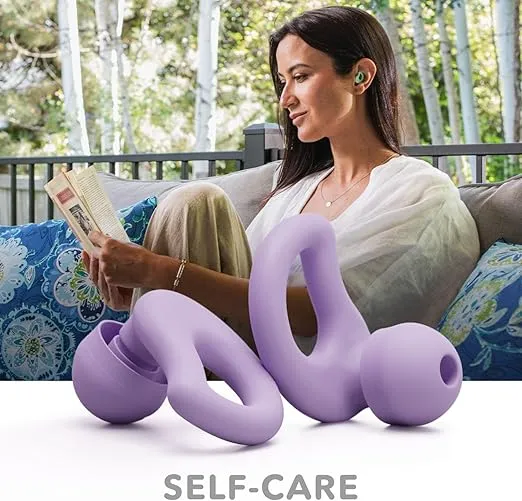 CURVD Everyday Earplugs – Ultra Soft, Customizable Sleep, Travel, Sensitivity, Noise Protection, for Sound Canceling Isolation, up to -30dB Reduction, NRR 15, Reusable and Sustainable (Purple)
