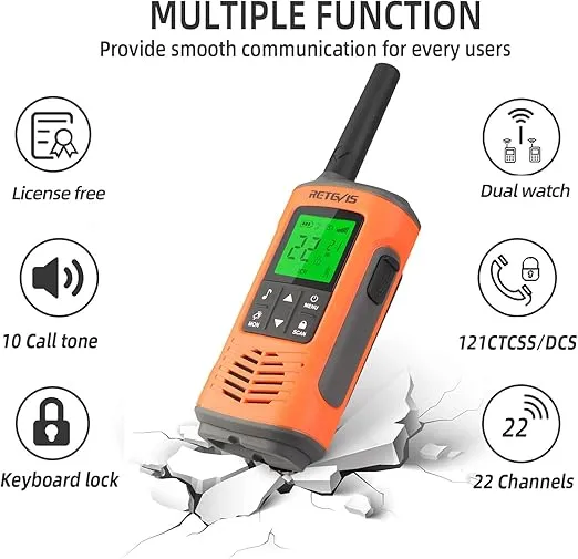 Retevis RT45P Waterproof 2 Way Radio, Long Range Walkie Talkie, IP67, 1000mAh, NOAA Weather Alert, SOS Alarm, USB-C, Rechargeable Two Way Radios for Kitesurfing, Beach 4 Pcs