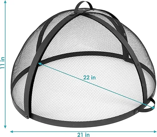 Sunnydaze Easy-Opening, Heavy-Duty Fire Pit Spark Screen Cover with Hinged Door - 22-Inch Diameter