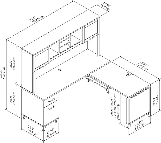 Bush Furniture Somerset 3 Position Sit to Stand L Shaped Desk with Hutch in Maple Cross Ergonomic Height Adjustable Standing Computer/Laptop Table for Home Office