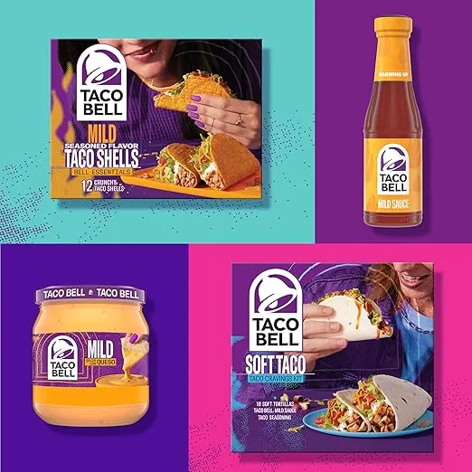 Taco Bell Soft Taco Dinner Kit with 10 Soft Tortillas (Taco Bell Mild Sauce & Seasoning, 14.6 oz Box)