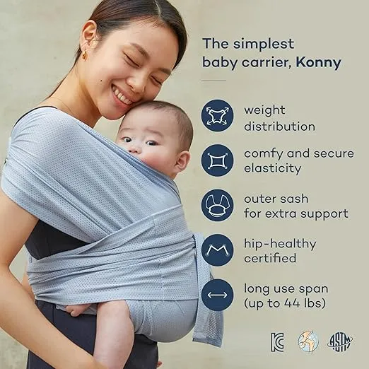Konny Original Baby Carrier Original AirMesh Cozy Luxury Baby Carrier Wrap, Easy to Wear and Wrap Baby Sling, Baby Wrap Carrier, Perfect for Newborn Babies up to 44 lbs(Cream, XXXX-Large)…