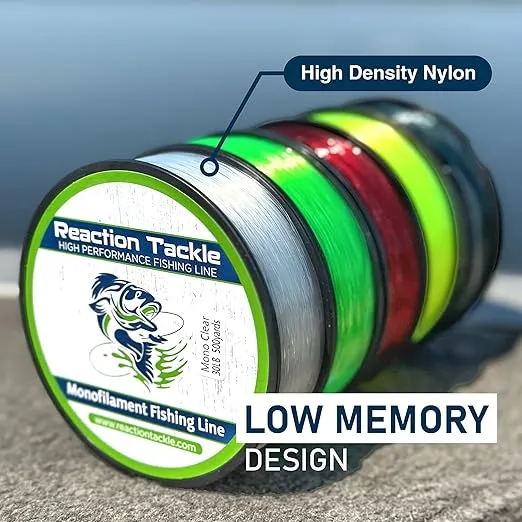Reaction Tackle Monofilament Fishing Line- Strong and Abrasion-Resistant Nylon Mono Fishing Line, Smooth and Long Casting - Low Memory- Freshwater and Saltwater Fishing Monofilament Line