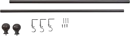 Home Décor Int'l Wood Ball Drapery Rod Set, 36-72", Brown Oak (JC-21095CO)