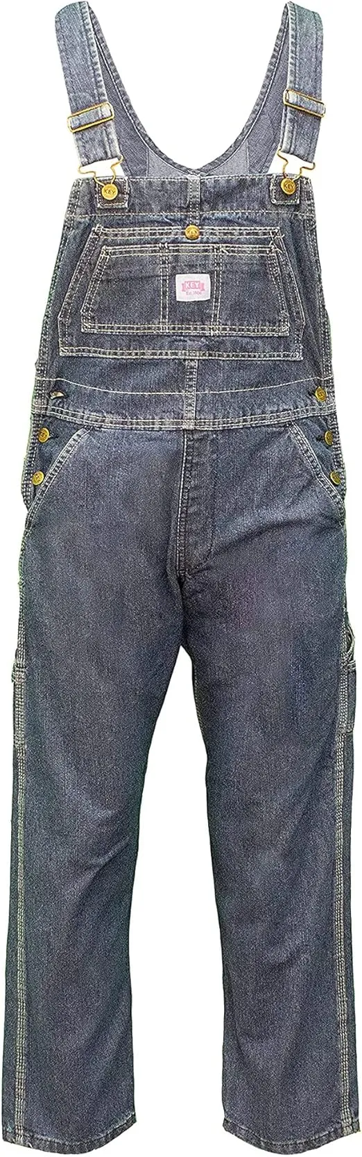 Key Apparel Women's Enzyme Washed Denim Bib Overalls