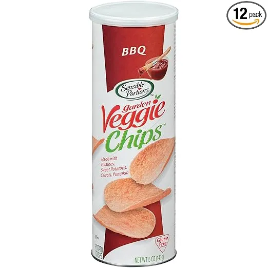 Sensible Portions Stacked Garden Veggie Chips, BBQ, 5 oz (Pack of 12)