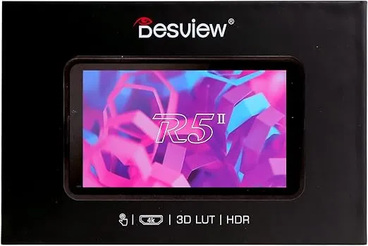 Desview R5II Camera Field Monitor, 5.5 inch 800nits Touch Screen Camera Monitor 4K HDMI Full HD 1920x1080 IPS with 3D Lut Waveform VectorScope Peaking Focus 8V DC Input Output for DSLR Camera