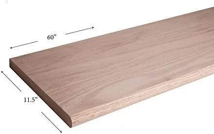 Red Oak 8070-60 inch Bullnosed Wood Tread for Stair Remodel