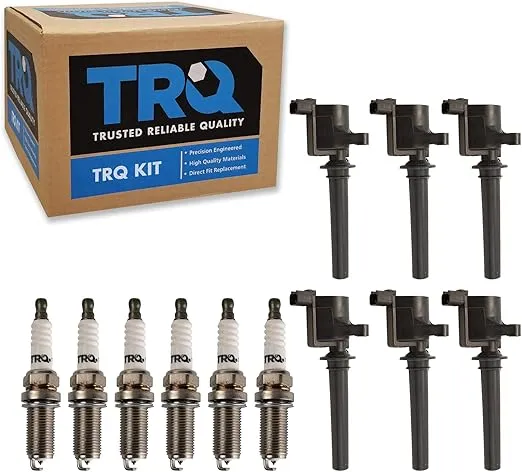 TRQ Ignition Kit Ignition Coil Set Spark Plugs Compatible with 00-08 Ford 01-08 Mazda Mercury