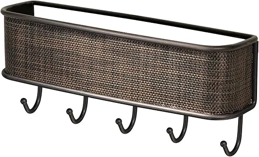 iDesign Twillo Mail and Key Holder, Decorative Wall Mounted Key Rack Organizer Pocket and Letter Sorter Holder for Entryway, Kitchen, Mudroom, Home Office Organization, 10.5" x 2.5" x 4.5", Bronze