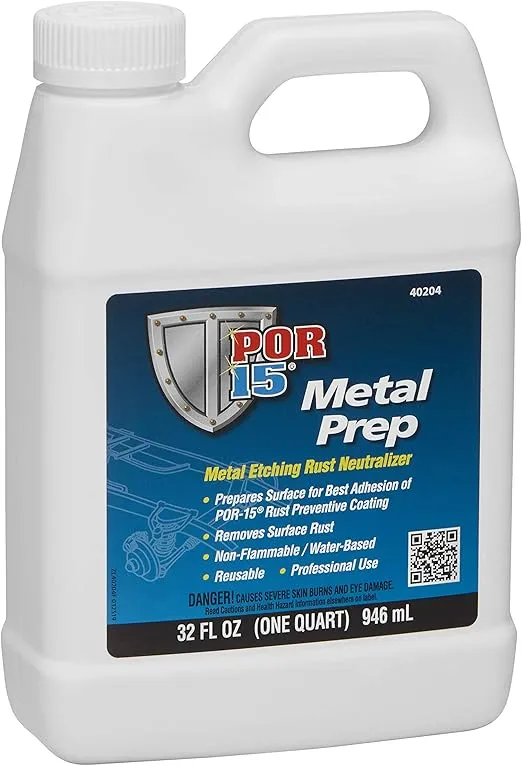 POR-15 Metal Prep, Metal Etching Rust Neutralizer, Non-flammable and Water-based, 32 Fluid Ounces, 1-quart