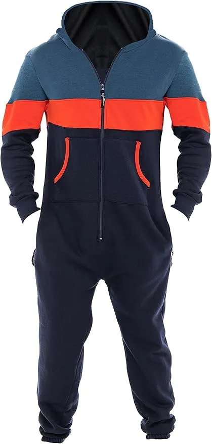 Skylinewears Mens Jumpsuit Non Footed Pajama Unisex One Piece Playsuit Adult Onesie With Hood
