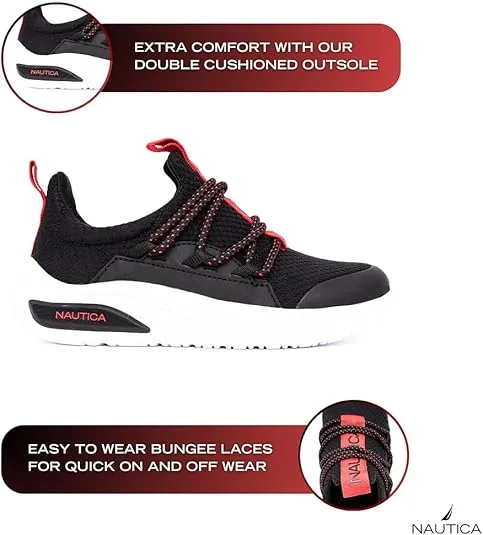Nautica Kids Athletic Slip-On Sneakers - Comfortable Bungee Running Shoes for Boys and Girls - Stylish and Supportive Footwear for Active Kids (Big Kid/Little Kid/Toddler)
