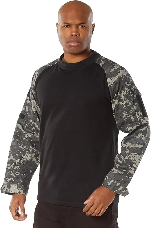 Rothco Tactical Combat Airsoft Shirt Lightweight Military Paintball Army Stretch Base Layer Top with Zip Pockets