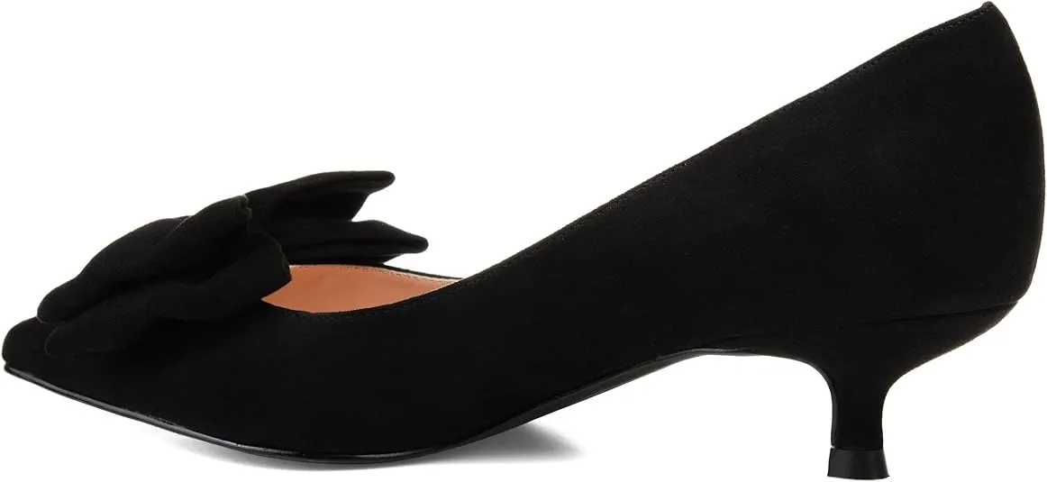 Brinley Co. Womens Pointed Toe Bow Pump Black, 8 Regular US
