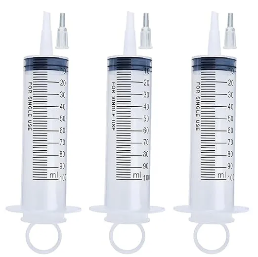 3 Pack 100ml Syringes, Large Garden Syringe for Scientific Labs, Watering, Refilling