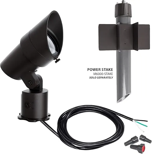 WAC Landscape Lighting, LED 120V Line Voltage Medium Size Accent Light with Adjustable Beam Angle and Integral Brightness Control 3000K Warm White Built-in LED in Black