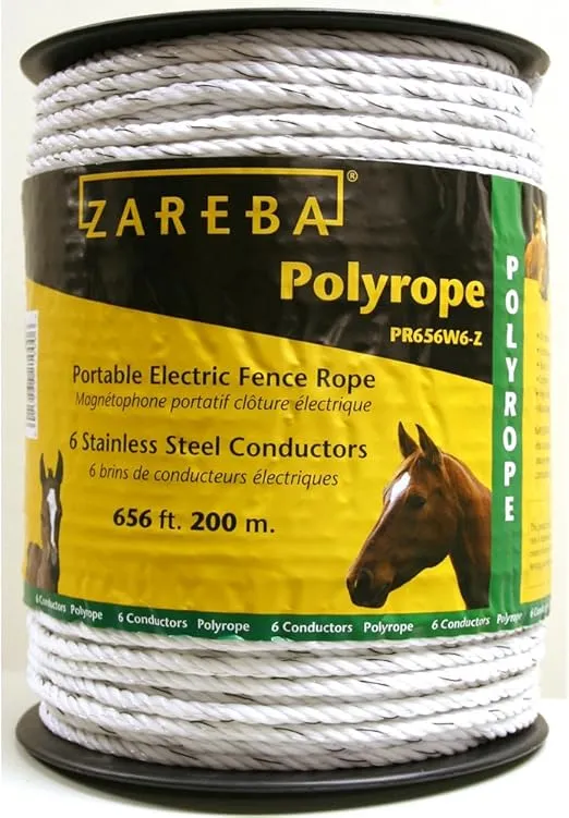 Zareba PR656W6-Z Polyrope 200-Meter 6-Conductor Portable Electric-Fence Rope