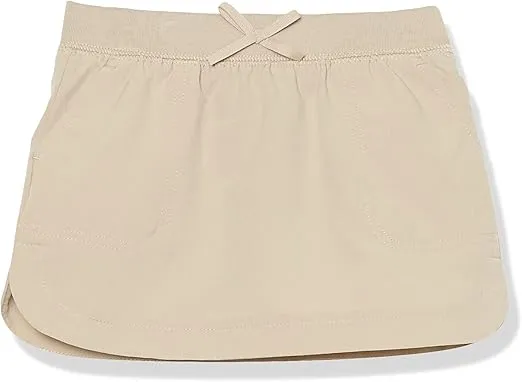 Nautica Girls' Little School Uniform Pull-on Scooter Skirt with Undershorts, Knit Waistband & Functional Pockets, Performance Material, Khaki, 6X