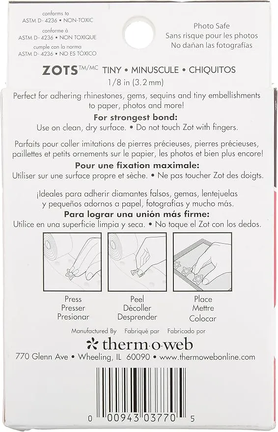 Thermoweb Zots Clear Adhesive Dots, Bling Tiny 1/8" 325/Pkg