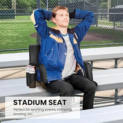 VIVOHOME 20 Inch Standard Width Reclining Stadium Seat Chairs with Backrest and Armrests, Portable Cushions for Bleachers, 1 Pack