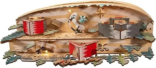 Kurt S. Adler 11.2-Inch Battery-Operated Light Up Christmas Village with Santa