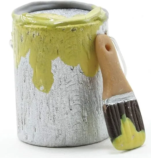 International Miniatures by Classics Dollhouse Miniature Paint Can and Brush Set, Yellow Paint