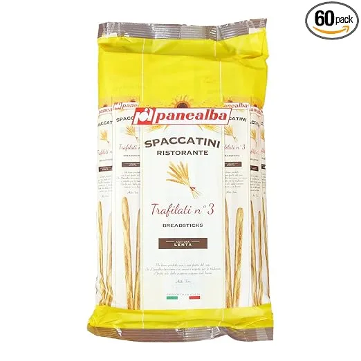 Panealba Thin Grissini Breadsticks | 3 Bags Case | Each Bag Contains 20 Packets (60 Packets Total) | Each Packet Contains 4 Grissini | Imported from Italy | Natural Ingredients | Baked to Perfection | Crispy