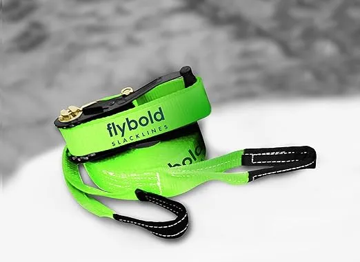 Flybold Slackline Kit - 57ft Slackline with Tree Protectors and Carry Bag - Backyard Tightrope and Ninja Obstacle Course for Kids and Adults - Easy Setup for Balance Training and Core Strength