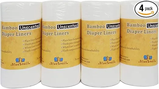 Rayon Unscent Diaper Liners- Fragance Free and Chlorine Free(4PK) 400 Count by BlueSnail（White）