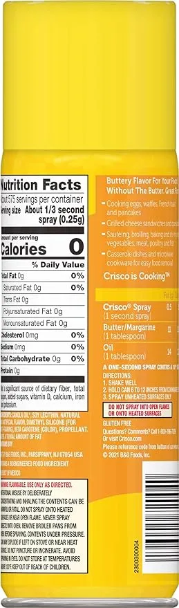 Crisco No-Stick Cooking Spray, Butter, 6 Ounce