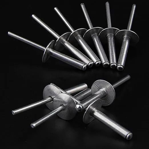 ISPINNER 50pcs 3/16" x 1/2" Large Flange Aluminum Blind Rivets, 4.8 x 12mm Pop Rivets (Silver)