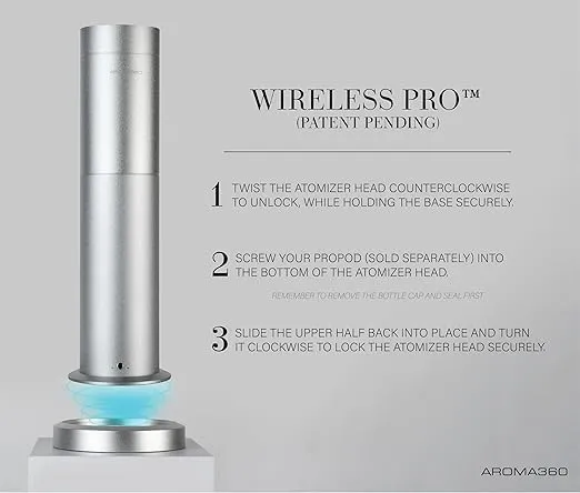 Aroma360 - Wireless Pro Essential Oil Diffuser - 600 sq ft Coverage - Cordless & Portable with Remote - Aromatherapy Scent Diffuser - Home, Spa, Office & Business - Air Freshener - Metallic Silver