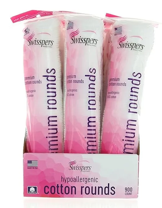 Swisspers Premium Hypoallergenic Cotton Rounds, 900 Count