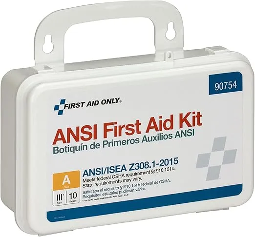 First Aid Only 90754 Bulk ANSI A 10-Person Emergency First Aid Kit for Home, Work, and Travel, 71 Pieces